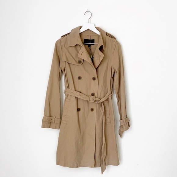 J.Crew Trench Coat Washed Cotton Natural - Picture 3 of 8